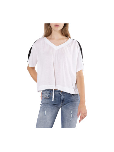 White-black women's blouse with print on the back Diesel