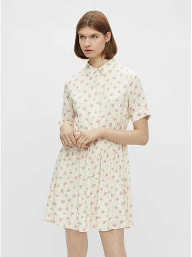 Cream Floral Shirt Dress Pieces Thea - Women