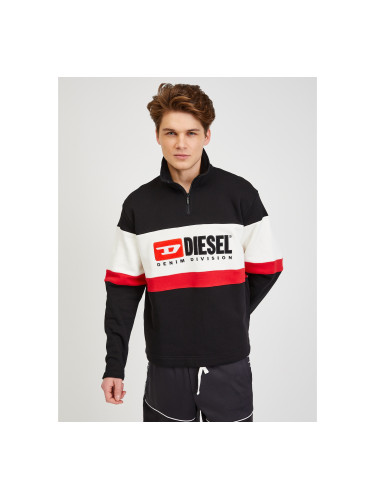 Cream-Black Mens Sweatshirt Diesel - Men