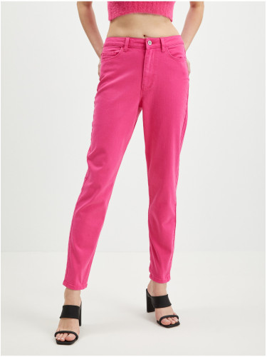 Navy Pink Women's Cropped Mom Fit Jeans Pieces Kesia - Women