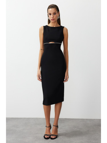 Trendyol Black Window/Cut Out Detailed Shiny Stone Woven Elegant Evening Dress