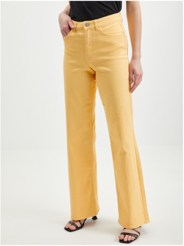 Women's Yellow Wide Jeans Pieces Peggy - Women's