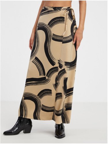 Beige women's patterned wrap maxi skirt VERO MODA Gusa