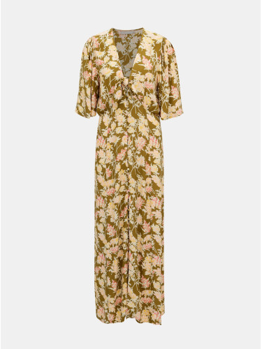 Khaki Floral Maxi Dress Pieces Polly - Women's