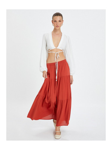 Koton Long Skirt with Tie Waist and Ruffles in a Comfortable Cut