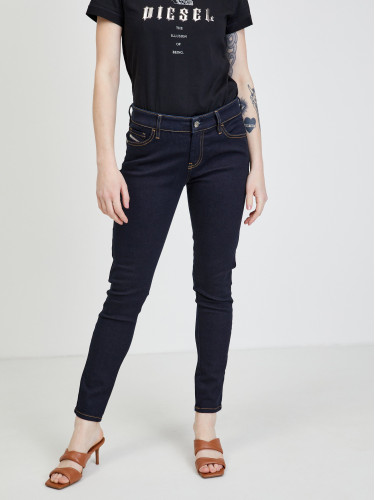 Navy blue women's slim fit jeans by Diesel Slandy