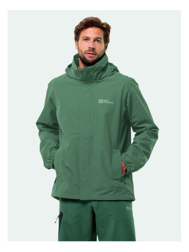 Jack Wolfskin Яке за дъжд Stormy Point 1111142 Зелен Regular Fit