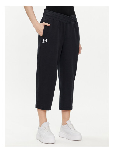 Under Armour Долнище анцуг Ua Rival Terry Crop Wide Leg 1382737-001 Черен Loose Fit
