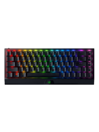 Клавиатура Razer BlackWidow V3 HyperSpeed (RZ03-03892000-R3M1), безжична, гейминг, механична, зелени Razer Green суичове, US подредба, RGB подсветка, черна, Bluetooth, USB