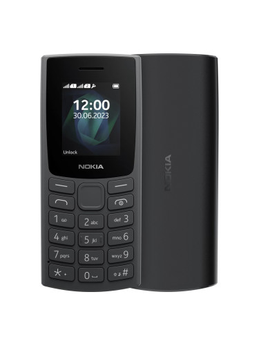 GSM Nokia 105 (2023)(черен), поддържа 2 SIM карти, 1.8" (4.57 cm) TFT дисплей, 79g