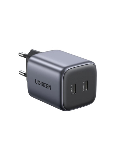 Зарядно устройство Ugreen CD294, от контакт към 2x USB-C(ж) 45W, черно
