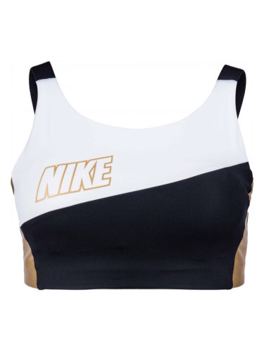 Nike SWOOSH MTLC LOGO BRA PAD Дамско спортно бюстие, черно, размер