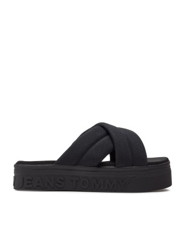 Чехли Tommy Jeans Tjw Lettering Flatform Sandal EN0EN02465 Черен