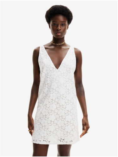 White Women's Lace Dress Desigual Lace