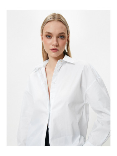 Koton Oversize Poplin Shirt Long Sleeve Buttoned Classic Collar Cotton