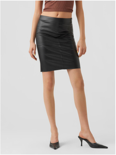 Black women's faux leather skirt VERO MODA Olympia