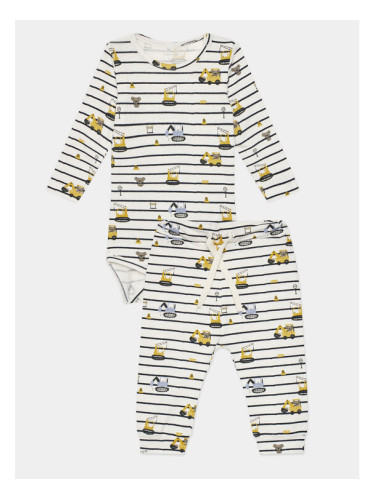 NAME IT Комплект боди и панталон Bisson 13230692 Бял Regular Fit