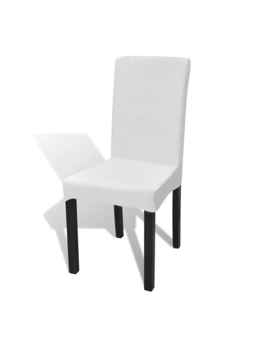 Покривни калъфи за столове, еластични, бели, 6 бр