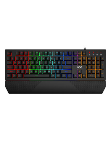Клавиатура AOC GK200, гейминг, RGB подсветка, черна, USB