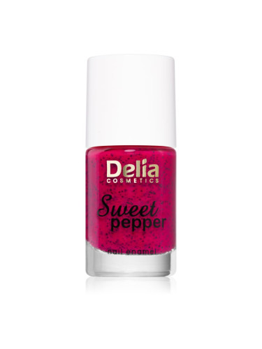 Delia Cosmetics Sweet Pepper Black Particles лак за нокти цвят 05 Raspberry 11 мл.