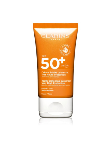 Clarins Sun Care Youth-Protecting Sunscreen слънцезащитен крем за лице SPF 50+ 50 мл.