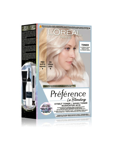 L’Oréal Paris Préférence Le Blonding Toner киселинен тоник неутрализиращ кафеникавите оттенъци цвят 01 Platinum Ice 1 бр.
