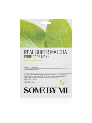 Some By Mi Clinical Solution Super Matcha Pore Care Mask подхранваща платнена маска за стягане на порите и матов ефект 20 гр.