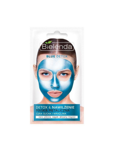 BLUE DETOX Детоксикираща метална маска за суха и чувствителна кожа, 8 гр. - Bielenda Полша
