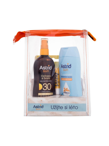 Astrid Sun SET2 Подаръчен комплект слънцезащитно масло Sun Oil Spray SPF30 200 ml + хидратиращ лосион за след слънце Sun After Sun Lotion 200 ml + слънцезащитен балсам за устни Coconut Lip Balm SPF25 4,8 g