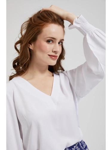 Women's blouse with lace on the back MOODO - white