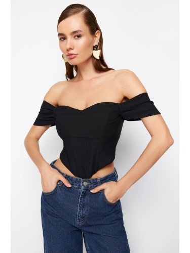 Trendyol Black Carmen Collar Woven Bustier