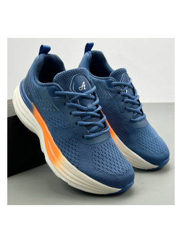 Сини текстилни мъжки маратонки с олекотена и по-висока подметка W091170 blue