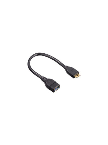Кабел Hamma от USB micro B(10-pin)(м) към USB A(ж)3.0, черен