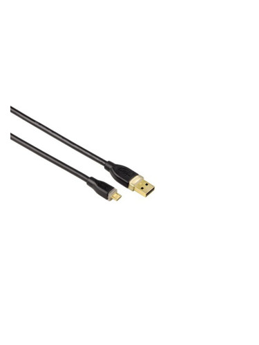 Кабел Hama 78490, USB A(м) към USB Micro B(м), 0.75m, черен