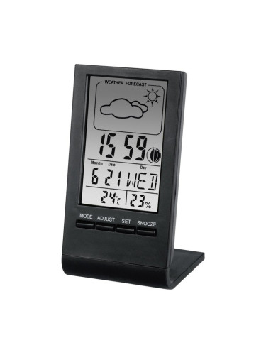 Цифров термометър/хигрометър Hama TH-100, часовник / верометър / календар / аларма, черен