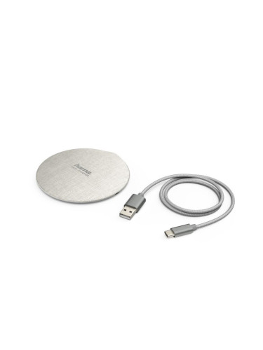 Безжично зарядно Hama QI-FC10, от USB Type C(ж) към безжично зареждане, 5V/2A ; 9V/1.67A, бяло, с включен USB Type C(м) кабел