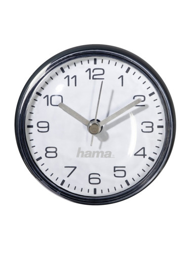 Часовник Hama Mini 186415, за баня, стенен, кварцов механизъм, черен