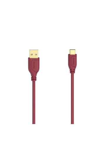 Кабел Hama 200636, от USB A(м) към USB C(м), 0.75m, червен