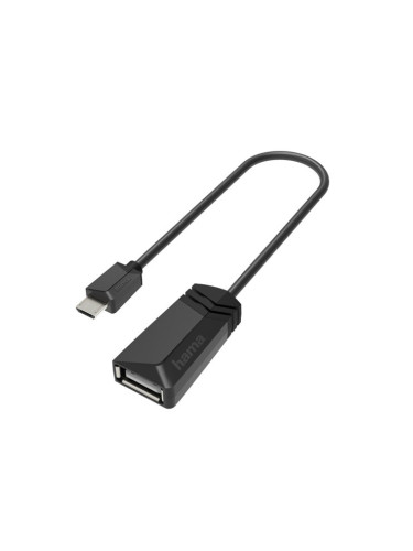 Кабел Hama 200308, от USB A(ж) към Micro USB Socket B(м), черен