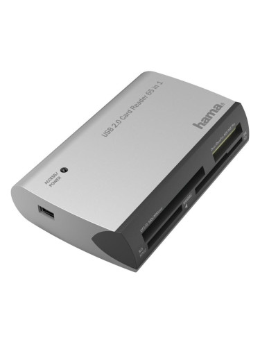 Четец за карти HAMA All in One (200129), USB 2.0, SD/microSD/CF/MS, сребрист