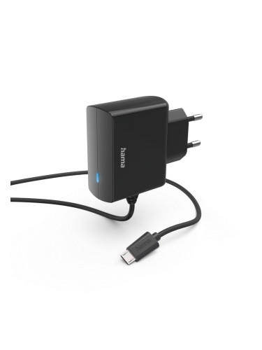 Зарядно устройство HAMA 201617, от контакт към 1x micro-USB(м), 6W, 5V/1,2A, черно, с кабел 1.0m