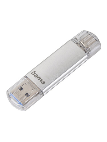 Памет 128GB USB Flash Drive HAMA C-Laeta, USB-A/C 3.1 Gen 1, сребрист, OTG