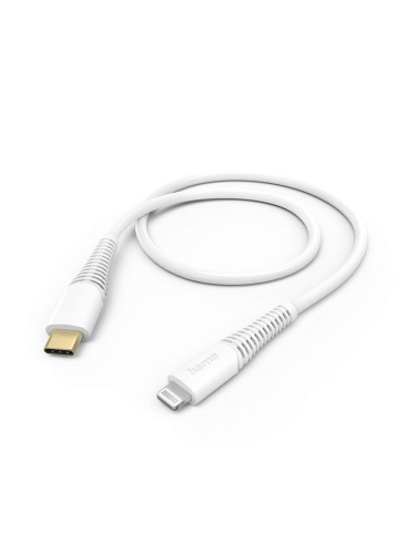 Кабел HAMA 201603, от USB-C(м) към Lightning(м), 1.5m, бял