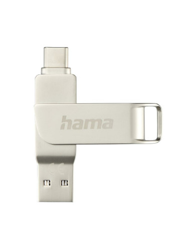 Памет 64GB USB Flash Drive, Hama C-Rotate Pro, USB 3.1 Type-A/C, сребриста