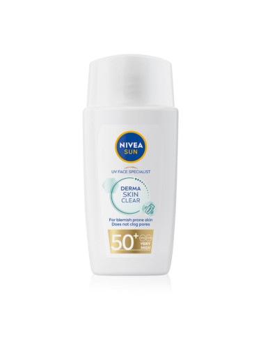 Nivea SUN Derma Skin Clear крем за лице за слънчеви бани за кожа с несъвършенства SPF 50+ 40 мл.