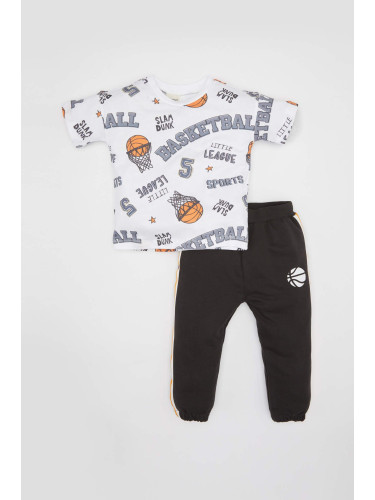 DEFACTO Baby Boy Sport Printed Cotton 2 Piece T-Shirt Sweatpants Set
