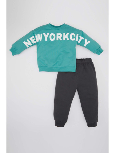DEFACTO Baby Boy Printed Sweatshirt Sweatpants 2 Piece Set