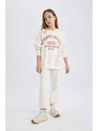 DEFACTO Girl Printed Sweatshirt Sweatpants 2 Piece Set