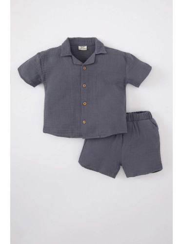DEFACTO Baby Boy Short Sleeve Shirt Shorts 2 Piece Set