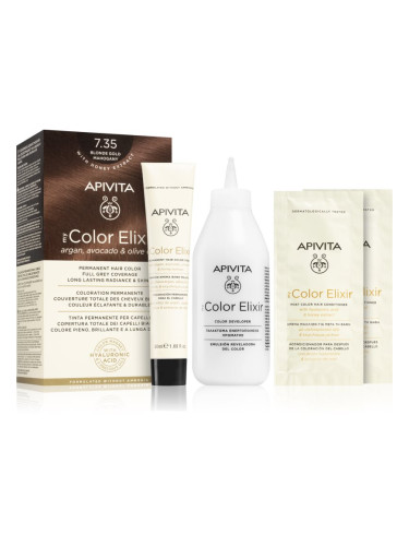 Apivita My Color Elixir боя за коса без амоняк цвят 7.35 Blonde Gold Mahogany 1 бр.